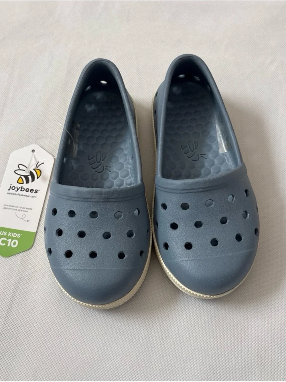 Joy Bees Kids Slip-On Water Shoes in Slate Blue with Cream Trim Lightweight